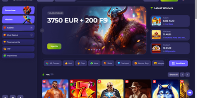 Axecasino のサイトプレビュー